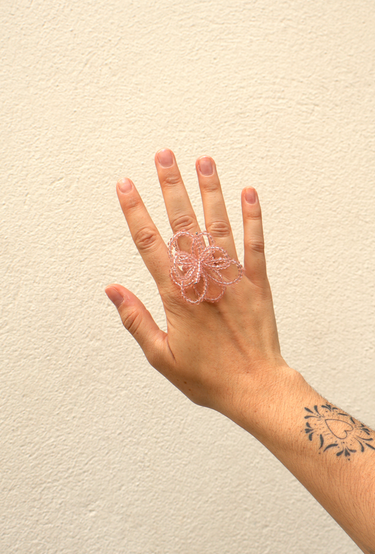 M BABY PINK FLOWA RING